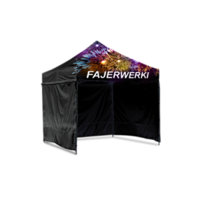 Namiot stalowy 2,7x2,7 - CZARNY + NADRUK FAJERWERKI