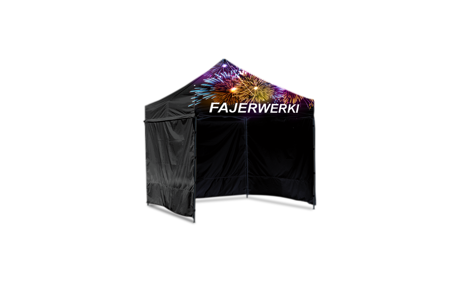 Namiot stalowy 2,7x2,7 - CZARNY + NADRUK FAJERWERKI