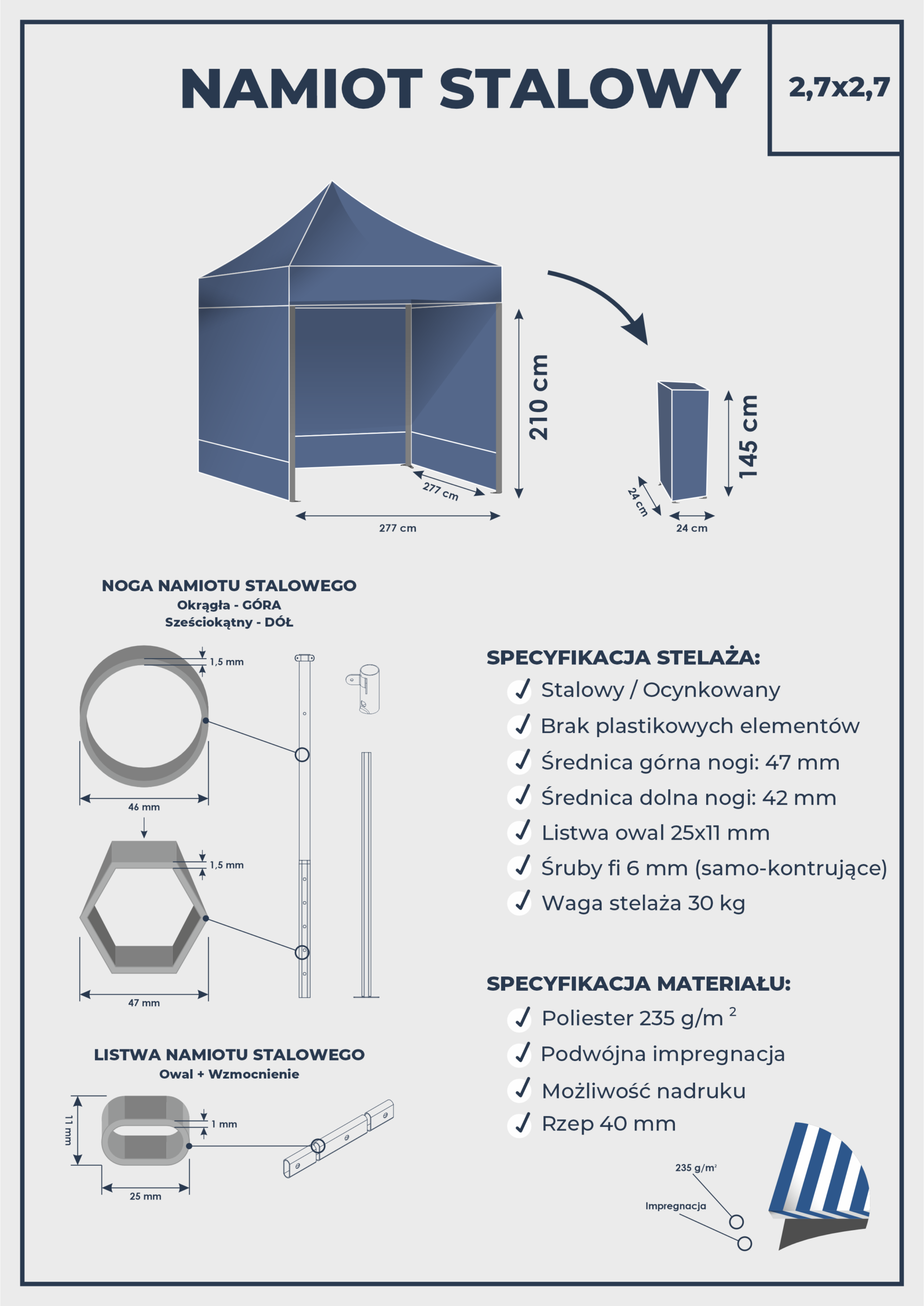 Namiot stalowy 2,7x2,7 - obrazek 10