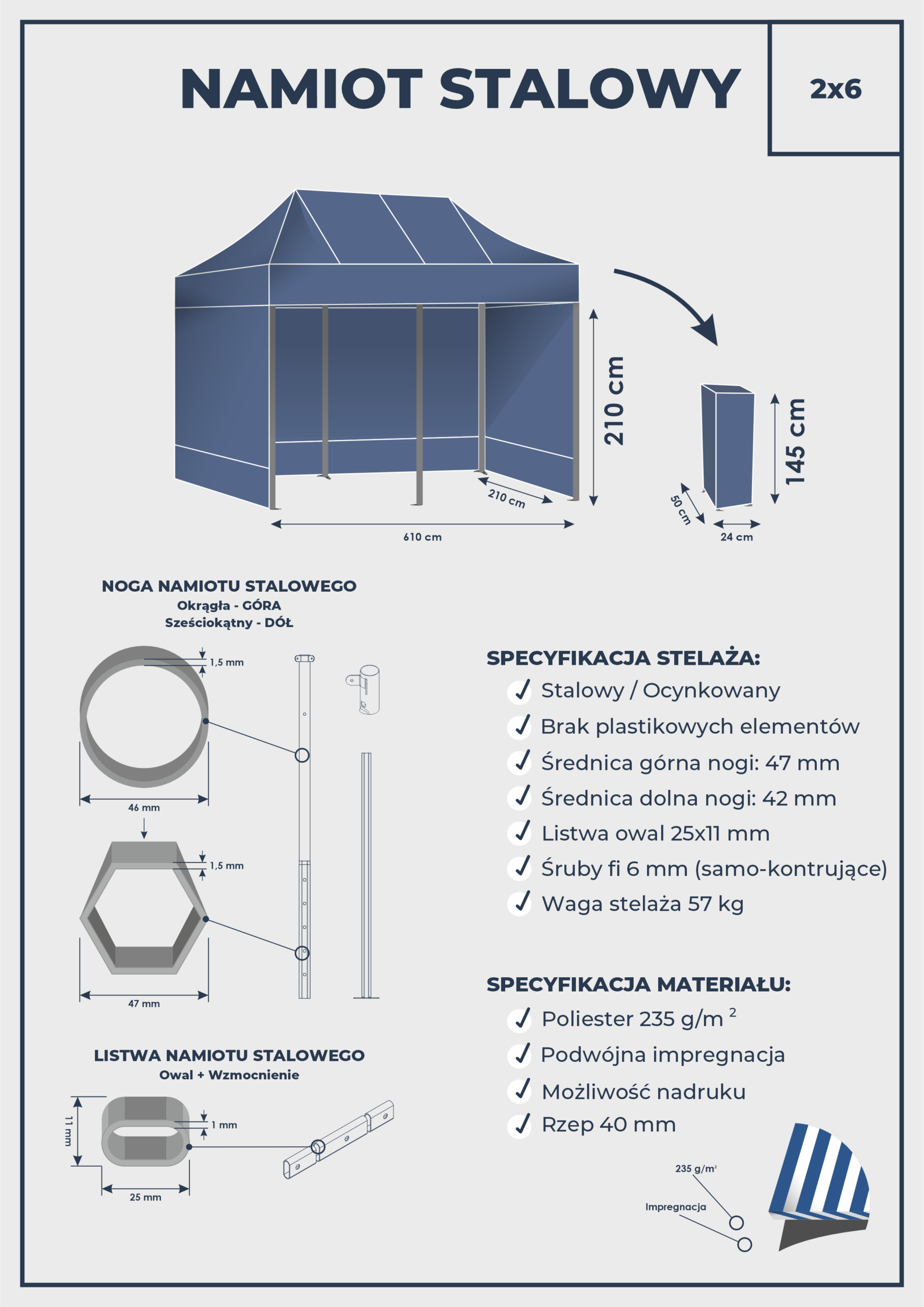 Namiot stalowy 2x6 - obrazek 10